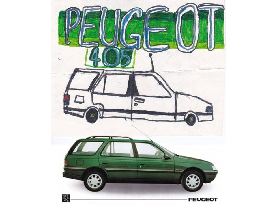 Children's drawing of a Peugeot 405 Break