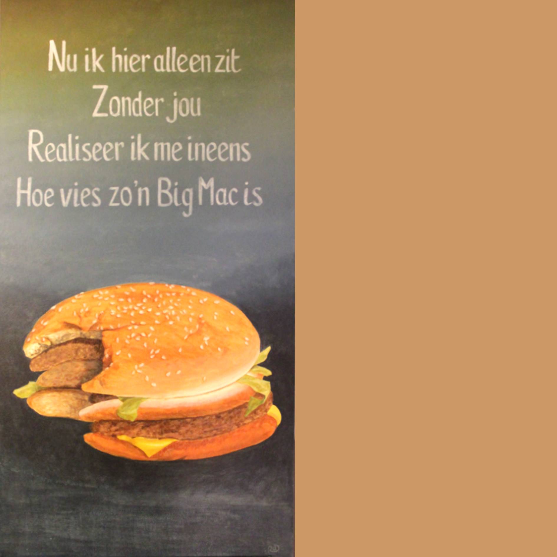 Painting of a Big Mac with the poem above it.