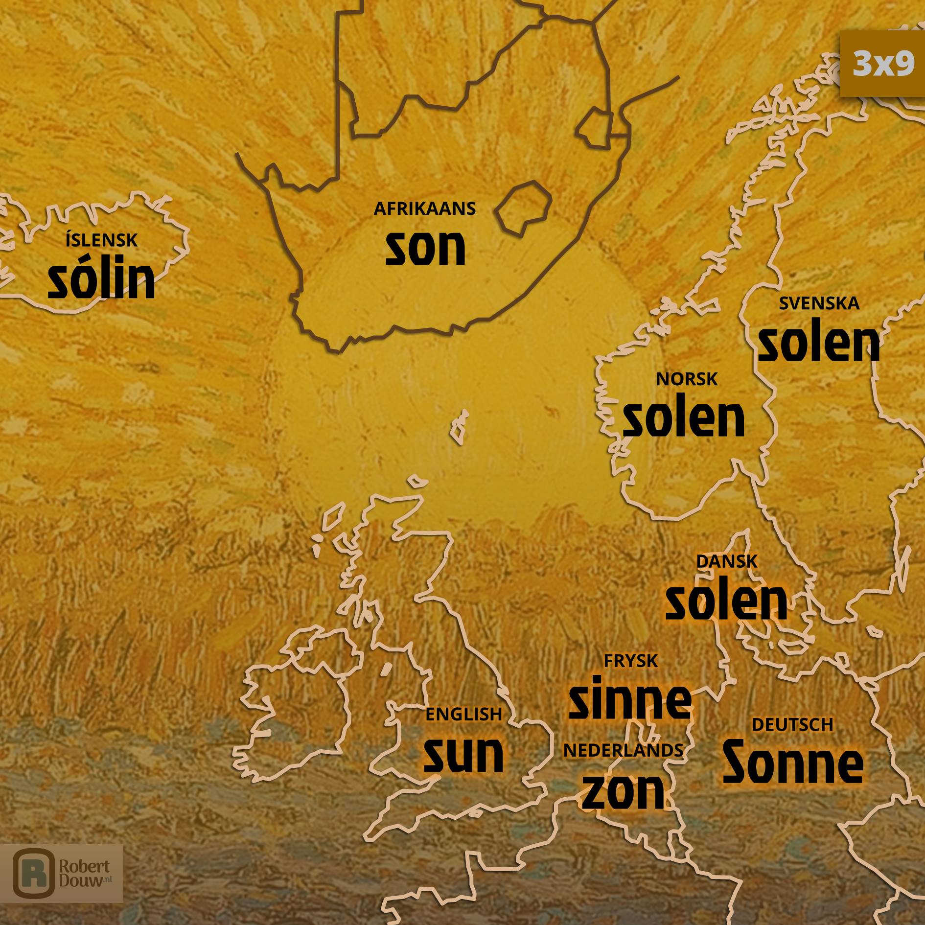 'zon' in nine languages.