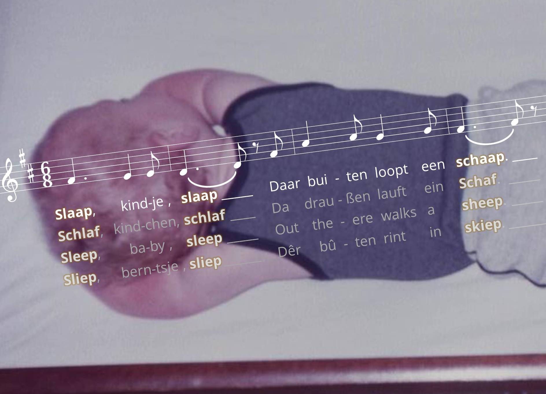 Sleeping child with lyrics and notes