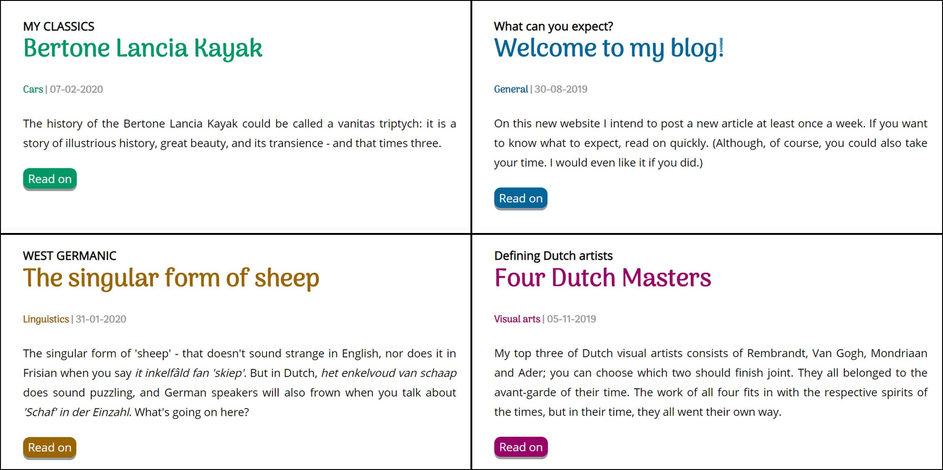 Each category has its own color