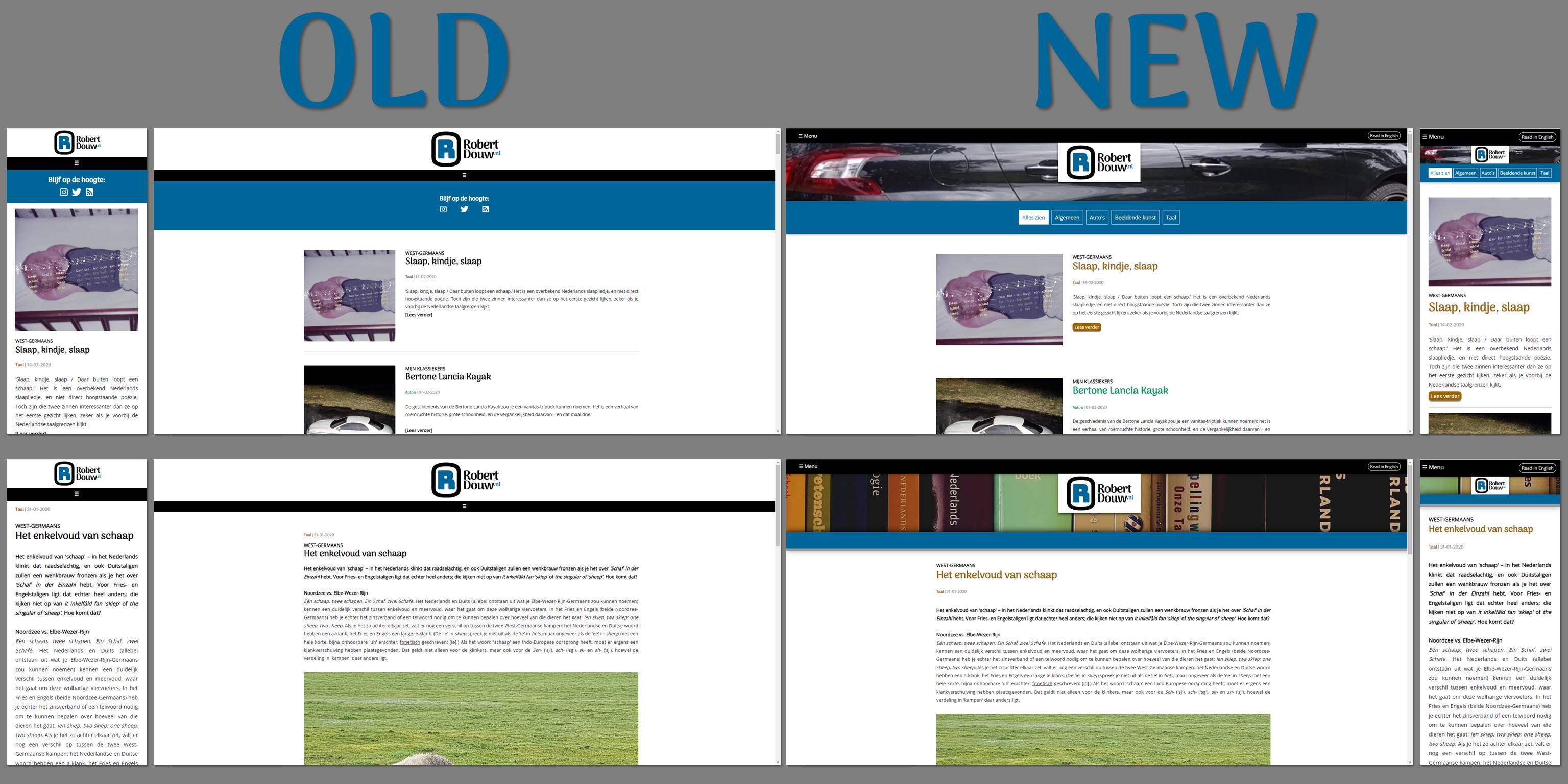 The old and new website next to each other