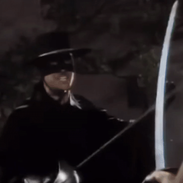 Moving image Zorro's sword cutting a Z in a poster and a drawn Z over an image of the Z4.